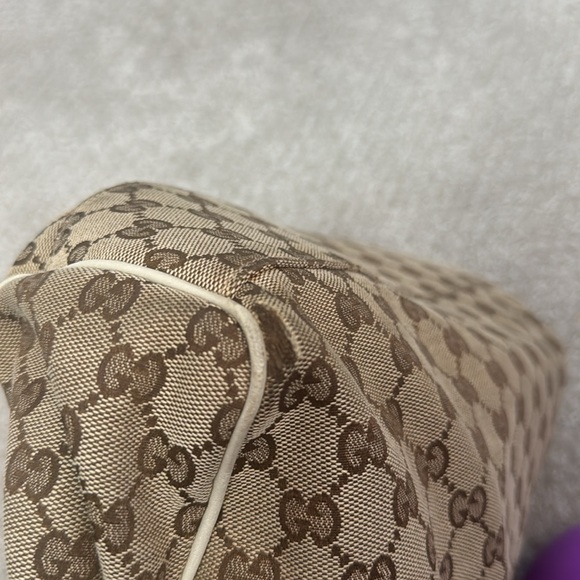 Gucci Brown/Ivory Monogram Canvas Shoulder Purse w/ Bag Charm - Picture 14 of 14